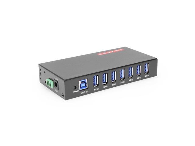 Gearmo 7 Port USB 3.0 Hub w/Surge Protection, Rugged Metal Enclosure Ready to Mount on DIN Rail or Wall, Compatible with Windows 7/8/10/11, MacOS &...
