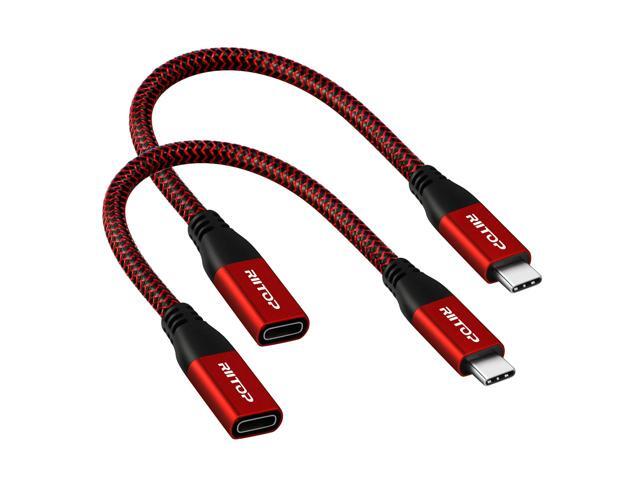 USB Type C Extension Cable 7.8 inch (2Pack), RIITOP USB-C 3.1 Gen2 10Gbps Female to USB C Male Extended Adapter, USB C 3.1 Extender Cord for.