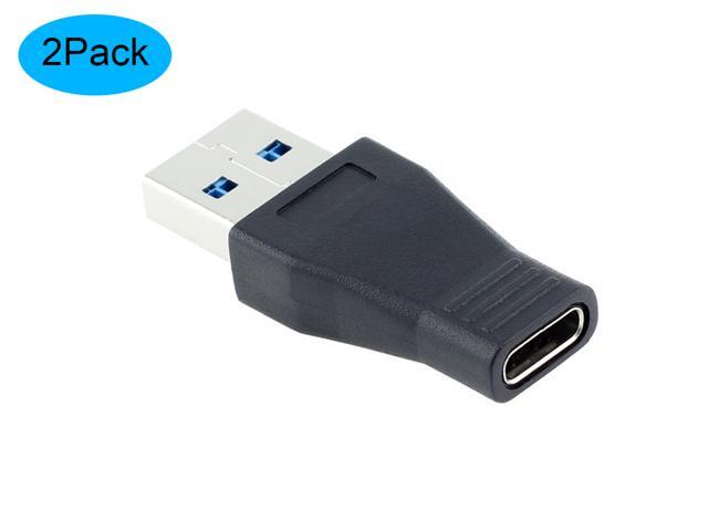 2Pack USB 3.0 Type A to USB Type C Converter Adapter Connector, RIITOP USB A to C Male to Female in Black