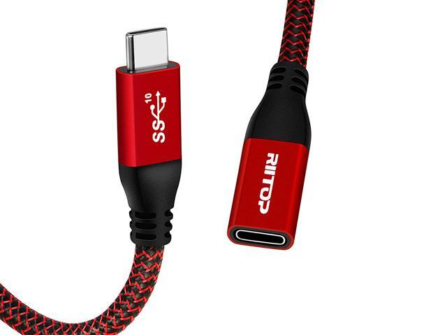 RIITOP USB C Extension Cable 6 ft, USB 3.1 Type-C Gen2 10Gbps Male to Female Extender Cord Support Charging & Data for Nintendo Switch, MacBook.
