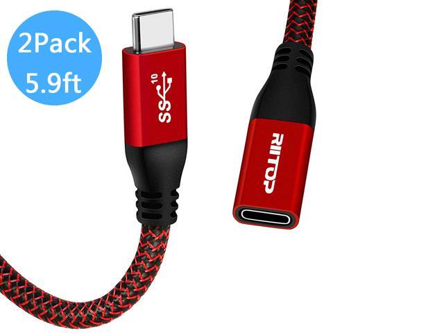 USB Type C Extension Cable 10Gbps Data Transfer, Fast Charge 100W, HD 4K @60Hz Video Output, Braided USB Type C Cord 6ft Male to Female for MacBook.