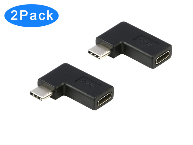 USB C Extension Adapter 2Pack, 90 Degree USB C Type C Male to Female Adapter, Right & Left Angled 90 Degree USB-C USB 3.1 Type-C Extension Adapter...