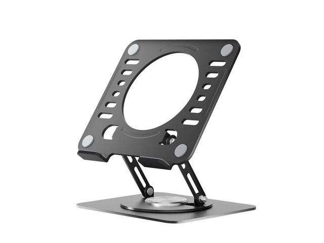 Adjustable Swivel Laptop Stand for Desk - 360° Rotating Steel Laptop Riser with Height & Tilt, Fits up to 16 Inches