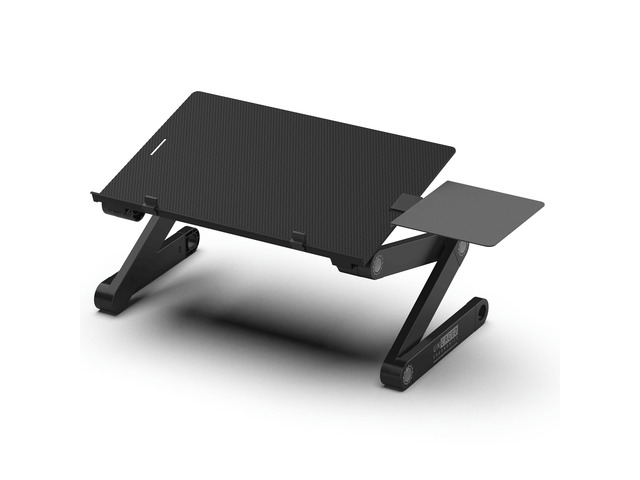 Adjustable Laptop Stand and Lap Desk for Bed, Couch and Desk - WorkEZ Best Aluminum Laptop Table with Mouse Pad, Black