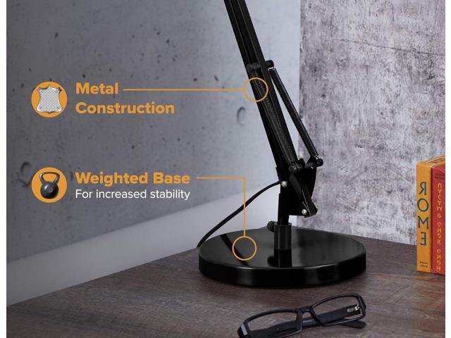 Bostitch Office VLF100D Swing Arm Desk Lamp, Metal, 36' Reach with Multi-Joint Adjustment, Includes Replaceable LED Bulb (VLF), Black