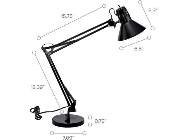 Bostitch Office VLF100D Swing Arm Desk Lamp, Metal, 36' Reach with Multi-Joint Adjustment, Includes Replaceable LED Bulb (VLF), Black