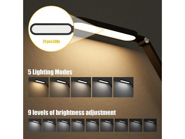 JKSWT LED Desk Lamp, Eye-Caring Table Lamps Natural Light Protects Eyes Dimmable Office Lamp with 5 Color Modes USB Charging Port Touch Control and...