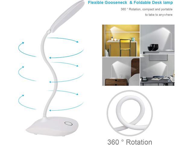 DEEPLITE LED Desk Lamp with Flexible Gooseneck 3 Level Brightness, Battery Operated Table Lamp 5W Touch Control,Compact Portable lamp for Dorm...