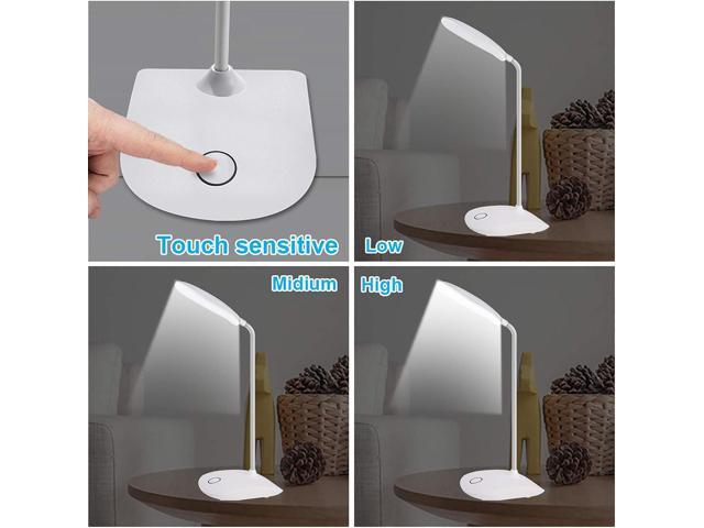 DEEPLITE LED Desk Lamp with Flexible Gooseneck 3 Level Brightness, Battery Operated Table Lamp 5W Touch Control,Compact Portable lamp for Dorm...
