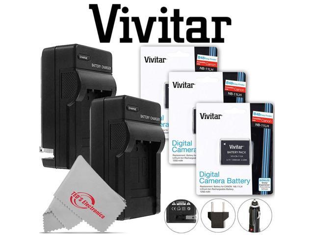 Three Vivitar VIV-CB-11LH Battery and Two Battery Charger for Canon NB-11L/NB-11LH