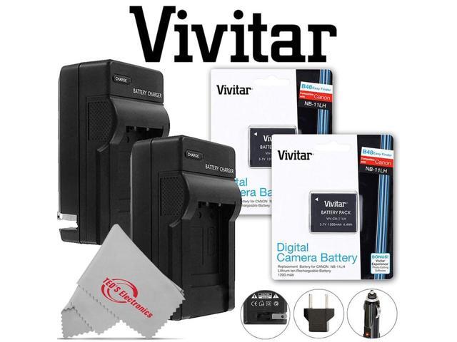 Two Vivitar VIV-CB-11LH Battery and Two Battery Charger for Canon NB-11L/NB-11LH