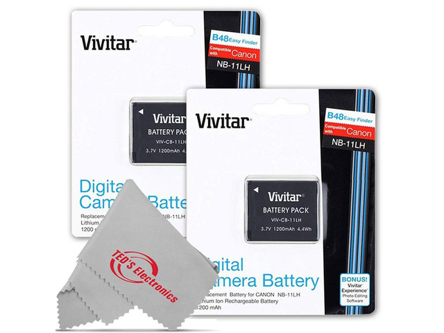 Two Vivitar VIV-CB-11LH Li-On Rechargeable Replacement Battery for Canon NB-11LH for Canon Powershot SX410 IS, SX400 IS, ELPH 170 IS, 340 HS 320