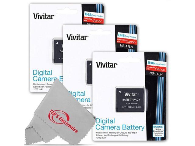 Three Vivitar VIV-CB-11LH Li-On Rechargeable Replacement Battery for Canon NB-11LH for Canon Powershot SX410 IS, SX400 IS, ELPH 170 IS, 340 HS 320