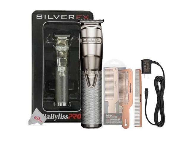 Babyliss PRO FX788S Silver FX Metal Lithium Cordless Trimmer with Comb Set + Cord