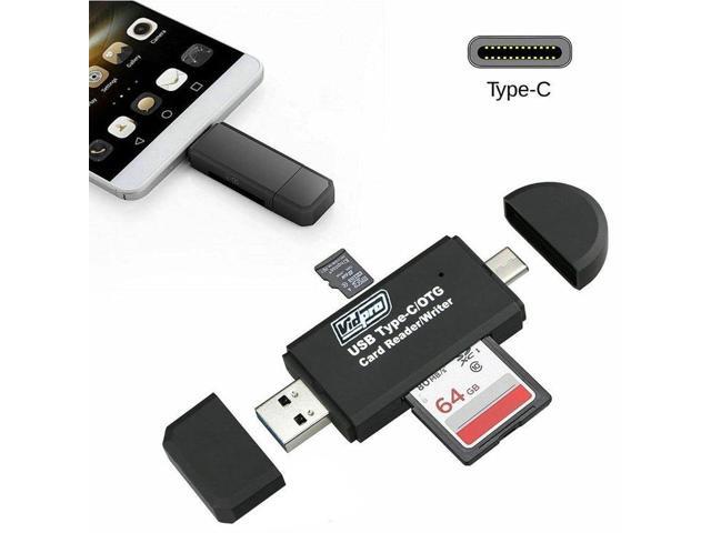 VidPro USB 2.0 Type-C MicroSD and SD Card Reader with Micro SD and SDHC Memory Card
