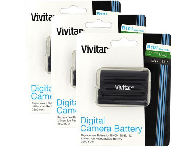 3x Vivitar VIV-NB-EL15C Replacement Rechargeable Lithium-Ion Battery for Nikon EN-EL15c