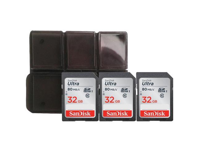 3x SanDisk 32GB Ultra SDHC UHS-I Memory Card with Memory Card Holder