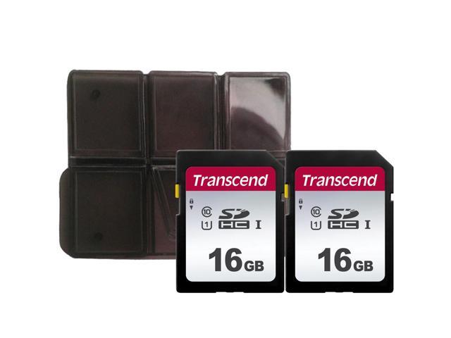 2x Transcend TS16GSDC300S 16GB UHS-I U1 Memory Card with Memory Card Holder