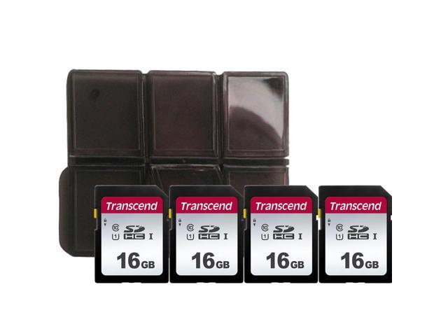 4x Transcend TS16GSDC300S 16GB UHS-I U1 Memory Card with Memory Card Holder