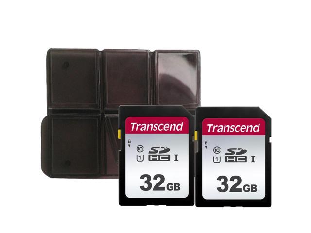 2x Transcend 32GB SDXC/SDHC 300S Memory Card TS32GSDC300S with Memory Card Holder
