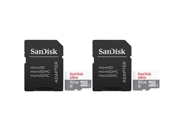 2 Packs SanDisk 32GB Ultra UHS-I microSDHC Memory Card with SD Adapter