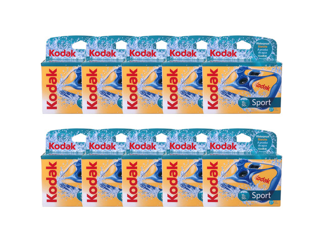 10x Kodak Water and Sport One-Time Use Disposable Camera (ISO-800) Waterproof (50'/15 m) 35mm - 27 Exposures
