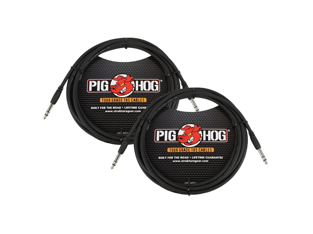 Pig Hog PTRS15 High Performance 1/4' TRS Instrument Cable, 15 Feet - 2 Pack