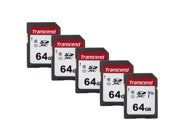 5x Transcend 64GB 300S SDXC Class 10 Memory Card