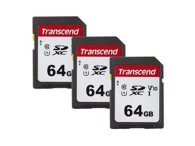3x Transcend 64GB 300S SDXC Class 10 Memory Card