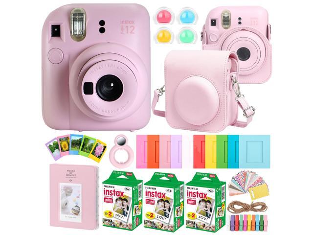 All-in-1 Instax Mini 12 Blossom Pink Camera Bundle Case Album Frames 60 Film Pack Kit Gift