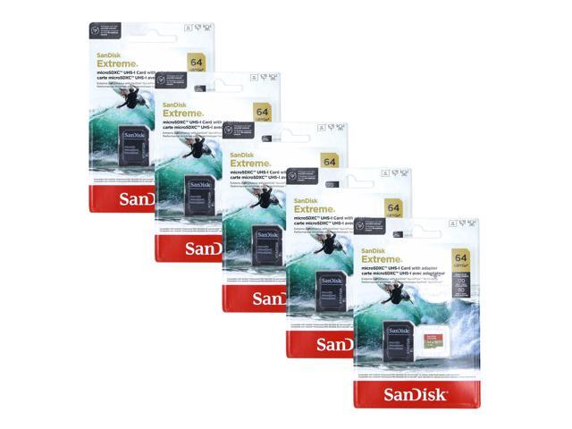 5x SanDisk Micro SD Memory Card for 64GB UHS-I Action Camera with Adapter