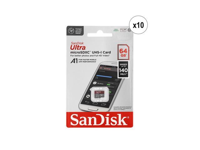 10x Sandisk Ultra microSD 64 GB 140MB/s Memory Card