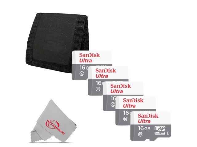 5x SanDisk 16GB Ultra UHS-I microSDHC Memory Card with SD Adapter + Card Wallet