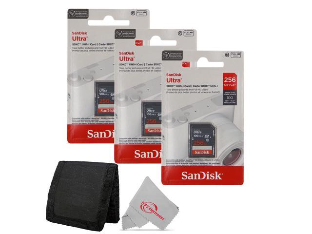 3x SanDisk Ultra 256GB UHS-I 100MB/s Class 10 SDXC Memory Card + Card Wallet