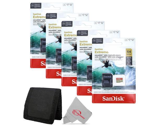 5x SanDisk Micro SD Memory Card for 64GB UHS-I Action Camera with Adapter + Card Wallet