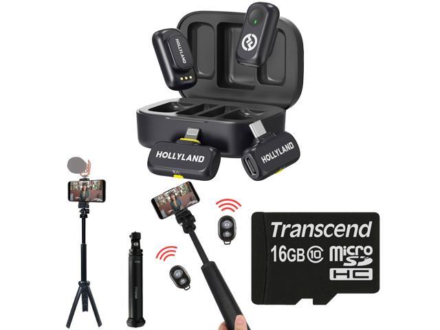 Hollyland LARK A1 Combo 2-Person Wireless Microphone System for Mobile Devices (Space Gray) with Content Creation Bundle