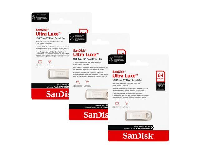 SanDisk Ultra Luxe USB Type-C 64GB Flash Drive - Up to 300MB/s 3-Pack