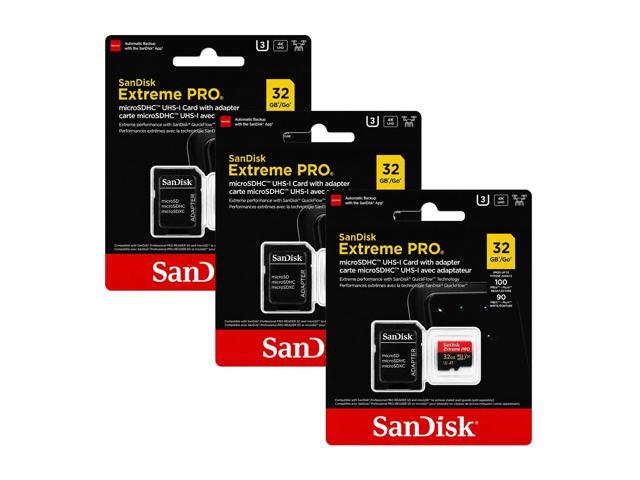 SanDisk Extreme Pro 32GB microSDHC Memory Card with SD Adapter up to 100 MB/s, Class 10 3-Pack