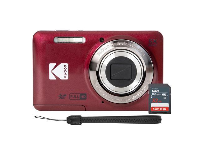 Kodak PIXPRO FZ55 16MP Digital Camera Red with SanDisk 32GB SDHC Ultra Memory Card
