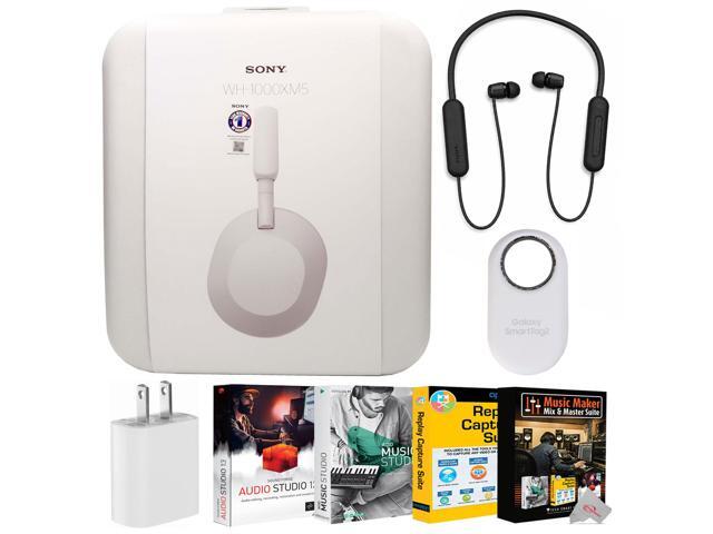 Sony WH-1000XM5 Noise-Canceling Wireless Over-Ear Headphones (Silver) Audio Bundle