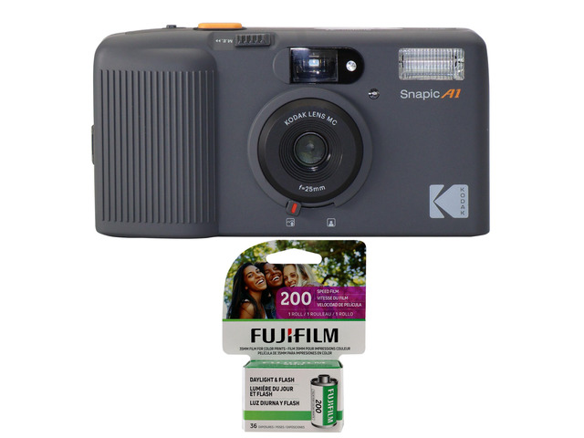 Kodak Snapic A1 35mm Film Camera (Rhino Gray) with 200 Color Negative 35mm Film (36 Exposures)