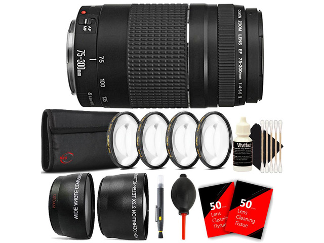 Canon EF 75-300mm f/4-5.6 III Lens + 58mm Filters & Deluxe Accessory Kit for Canon EOS 750D 760D 650D 600D