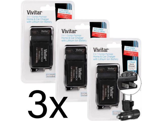 Three Canon LP E17 / LC E17 Replacement Kit + AC DC and EU Plugs for Canon T6i
