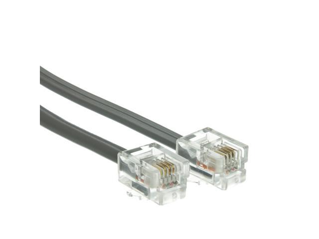Telephone Cord (Data), RJ11, 6P / 4C, Silver Satin, Straight, 7 foot