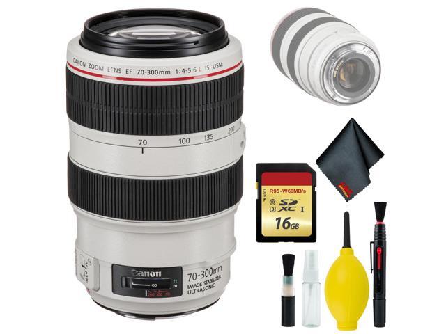 Canon EF 70-300mm f/4-5.6L IS USM Lens - Table Top Tripod, Lens Cleaning Kit & LCD Screen Protectors Blower Brush Lens Pen - 16GB