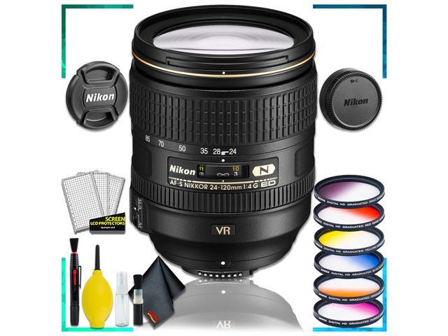 Nikon AF-S NIKKOR 24-120mm f.4G ED VR Lens (Intl Model) + Vivitar Graduated Color Lens Filter Kit + Cleaning Kit