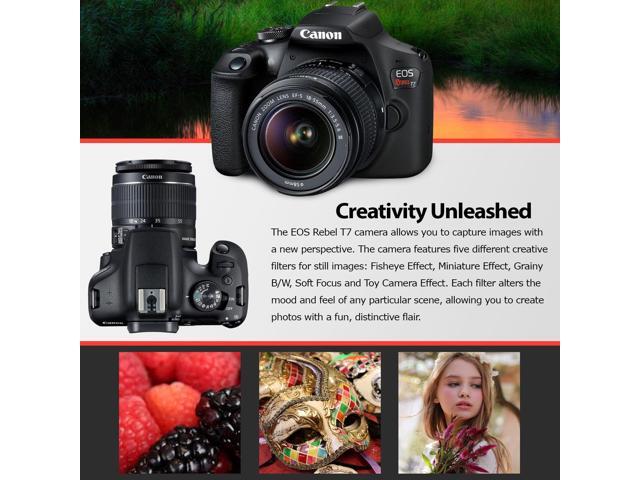 Canon Rebel T7 DSLR Camera with 18-55mm DC III Lens and 64GB Ultra Speed Memory Card, Case, Cleaning Kit, Flash Bundle