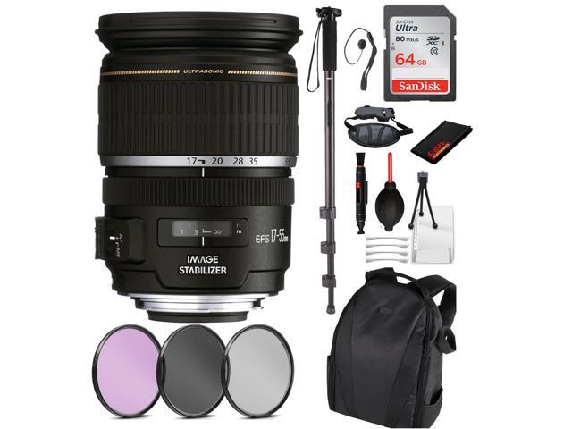 Canon EF-S 17-55mm f/2.8 IS USM Lens (1242B002) Essential Bundle Kit for Canon EOS - International Model No Warranty