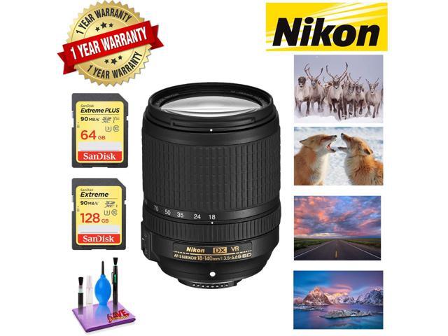NIKON 18-140MM F/3.5-5.6G ED AF-S DX VR Lens with 1 Year Warranty Sandisk 64GB and 128GB Extreme Memory Card SDXCUHS-I