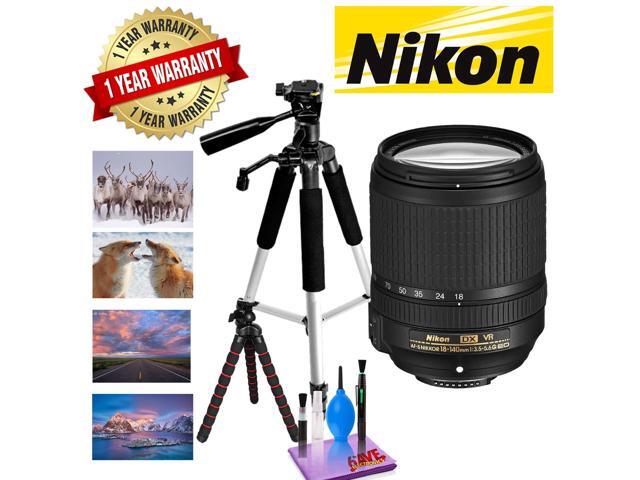 NIKON 18-140MM F/3.5-5.6G ED AF-S DX VR Lens with 1 Year Warranty, 12 in Flexible Tripod and 72 in Professional Heavy Al